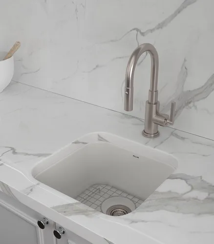 Vista 6 de Rohl 5927-68 FIRECLAY Fregaderos de cocina, 17-7/8 pulgadas de ancho por 17-1/2 pulgadas de profundidad por 9 pulgadas de alto, Pergame (68)