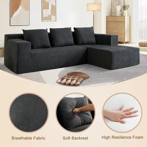 Vista 5 de Nigoone Sofá modular modular de 103 pulgadas para sala de estar, sofá sin hueso en forma de L con diván, sofá de nube moderno minimalista, asientos