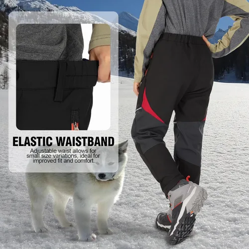 Vista 2 de Toomett Pantalones cargo de nieve para niños, niñas y niños al aire libre con forro polar suave Shell senderismo pesca esquí pantalones aislados