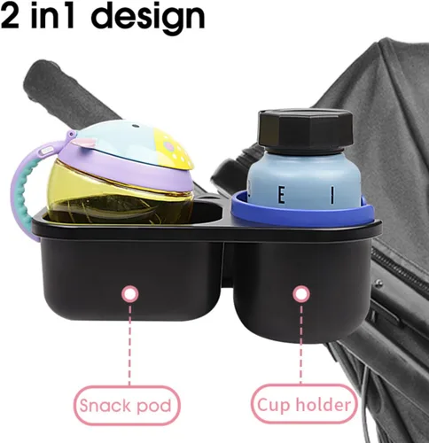 Vista 2 de Bandeja universal de aperitivos para cochecito con soporte para cochecito, bandeja universal para aperitivos con soporte para tazas, accesorio
