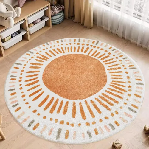 Vista 9 de Poowe Blue Fantasy - Alfombra circular esponjosa, lavable, alfombra para habitación de niños, antideslizante, para interiores, entrada, 31.5