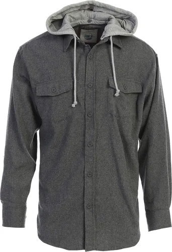 Vista 21 de Gioberti Camisa de franela a cuadros de algodón 100% para hombre con capucha extraíble y botones 100 – negro/azul real/gris.