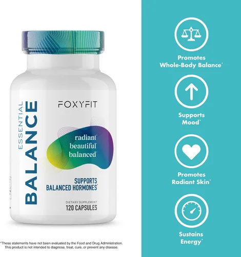 Vista 4 de Foxy Fit - Suplemento vitamínico y hormonal Essential Balance para mujeres – Antioxidante, piel y cabello saludables para uso diario* (30 porciones)