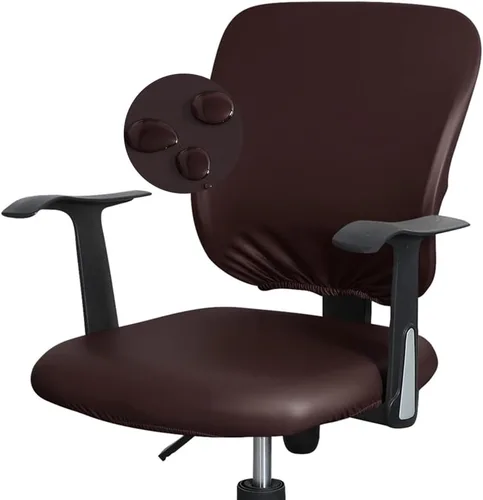 Vista 12 de Shukii Funda impermeable para silla de escritorio de oficina, funda de piel sintética, elástica, giratoria, para silla de computadora, protector