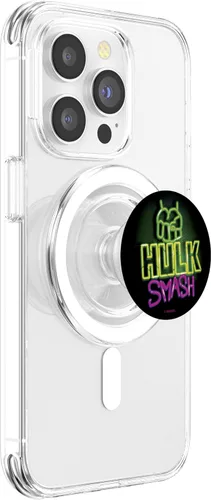 Vista 3 de Marvel Avengers Hulk Smash Neon PopSockets MagSafe PopGrip para iPhone