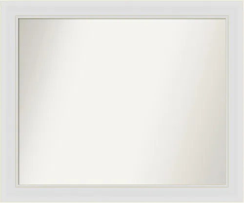 Vista 120 de Amanti Art Espejo de baño blanco para sobre el fregadero, 24 x 26 pulgadas, espejo rectangular blanco y blanco, marco de madera contemporáneo