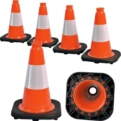 Vista 10 de Paquete de 6 conos de tráfico de PVC verdes de 12 pulgadas con base resistente, conos de seguridad de alta visibilidad para todo tipo de clima