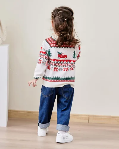 Vista 4 de SANMIO Abrigo de algodón con botones para bebé, diseño de ciervo navideño