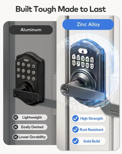 Vista 7 de TEEHO TE004 Cerradura de puerta con teclado de entrada sin llave con asa, cerradura electrónica digital inteligente para puerta