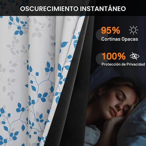 Vista 2 de MEETSKY Cortinas opacas azules 95% de 63 pulgadas de largo para dormitorio