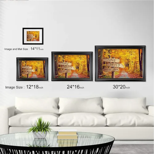 Vista 6 de Bosque Otoñal Foto o Impresiones en Lienzo Personalizadas Únicas con Nombres de la Pareja y Fecha Especial en Letrero, Regalo Perfecto