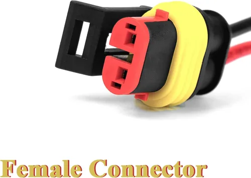 Vista 3 de Conectores eléctricos impermeables de 2 pines de 16 AWG, macho y hembra, de 16 AWG, kit de enchufe de arnés de cable adecuado para automóvil