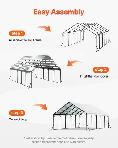Vista 131 de VEVOR Cobertizo Tienda de Almacenamiento Exterior Portátil Resistente de 6 x 8 x 7 pies, Refugio de Cochera Garaje Impermeable con Puerta Enrollable