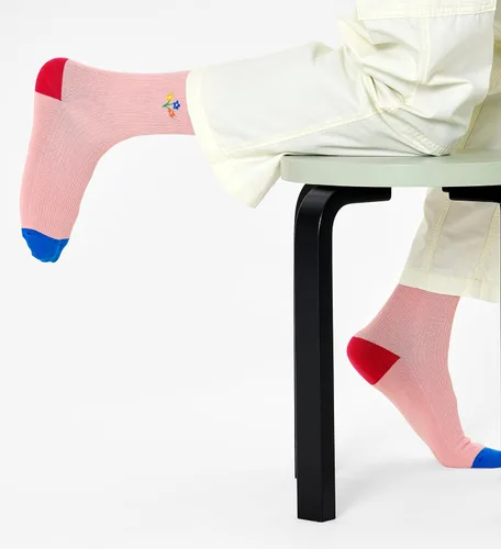 Vista 9 de Happy Socks Juego de 3 regalos de flores, coloridos y divertidos, calcetines para hombres y mujeres, blanco-rosa-verde-naranja (10-13)