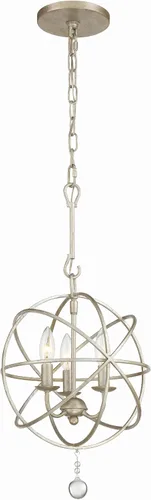 Vista 9 de Crystorama Solaris - Mini candelabro de bronce inglés de 3 luces, lámpara de techo - Candelabros para pasillo, sala de estar, vestíbulo, granja