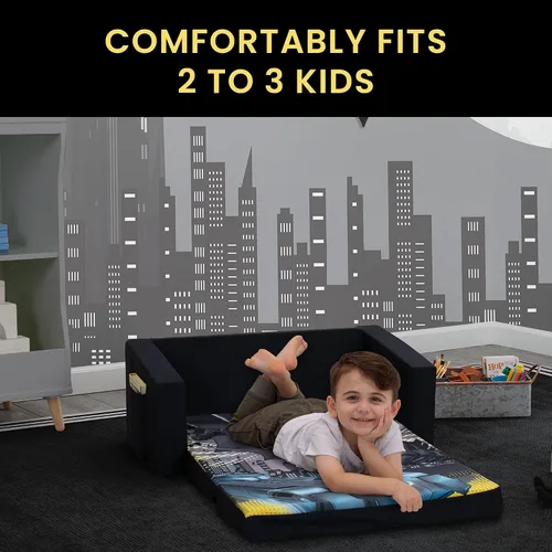 Vista 6 de Delta Children Cozee - Sofá abatible 2 en 1, sofá convertible a tumbona para niños, Batman