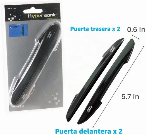 Vista 5 de Protección de bordes para puerta de coche Hypersonic, moldura de borde negro, 2 piezas