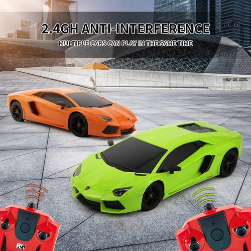 Vista 3 de QUN FENG RC Automóvil de control remoto con diseño 1:18 Lamborghini Aventador, eléctrico y deportivo, para carreras, modelo con licencia, para niños