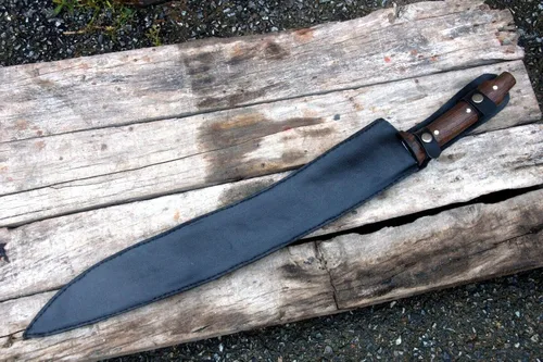 Vista 8 de Machete de hoja de 20" Nepal EGKH Made Libro de Eli, espada de acero de alto carbono, mango de palisandro