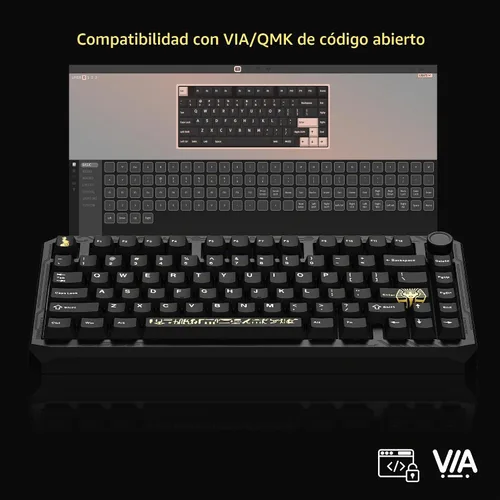 Vista 4 de Womier ERA75 Teclado mecánico inalámbrico 75% con VIA/QMK, perilla, teclado personalizado de aluminio completo, interruptores POM lubricados