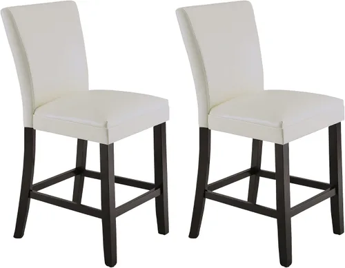 Vista 9 de Juego de 2 taburetes de barra de mostrador, sillas de bar de madera maciza, con capacidad para hasta 250 libras, sillas de comedor de 40 pulgadas