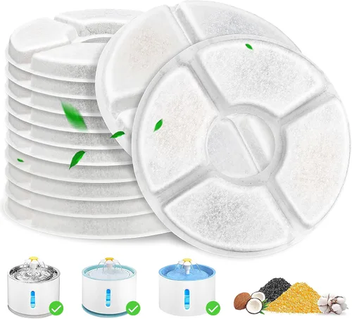 Vista 11 de Repuesto de filtro de fuente de agua para gatos, 4 filtros de fuente de gato de 5 pulgadas de diámetro con sistema de 3 filtraciones, filtros