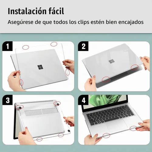 Vista 7 de Fintie Funda para portátil Surface de 13,5 pulgadas 5/4/3 con teclado de Cristal transparente