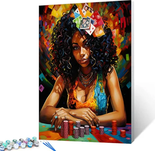 Vista 36 de Pintura por números retrato de niña con sombrero de mago Tucocoo, pintura DIY en lienzo con pinceles, pinturas acrílicas, calabaza de Halloween