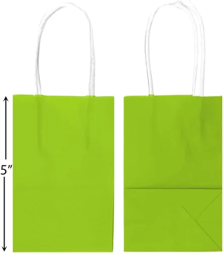 Vista 2 de Kiwi - Bolsas de papel kraft verde para fiestas, 5 pulgadas, 1 unidad, perfectas para eventos temáticos de colores y regalos