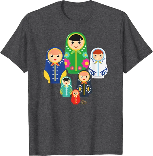 Vista 29 de Matryoshka Russian Nesting Dolls, Rusia - Camiseta de regalo, Azul / Patchwork, S