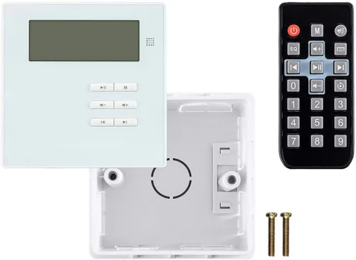 Vista 6 de Monoprice Amplificador de música de montaje en pared de audio comercial, con Bluetooth, auxiliar, FM e infrarrojos, blanco