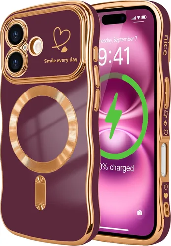 Vista 55 de LCHULLE - Funda magnética para iPhone 13 para mujeres y niñas, con forma ondulada, color azul bebé