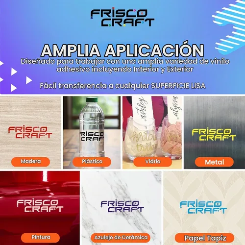 Vista 5 de Frisco Craft AT-65 Cinta de transferencia transparente para vinilo con rejilla de alineación y respaldo de papel - Rollo de larga duración Rejilla