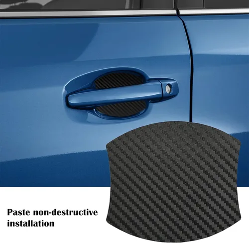 Vista 4 de kingsea 4 protectores de arañazos para manija de puerta de automóvil, textura magnética extraíble de fibra de carbono 3D, textura de fibra