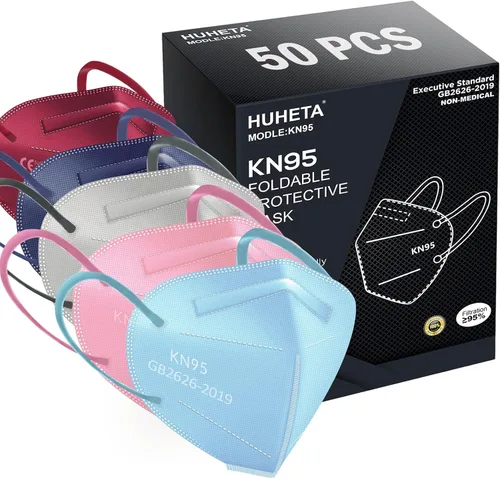 Vista 8 de HUHETA 50 PCs KN95 Face Mask, 5-Layer Face Mask Filter Efficiency≥95%