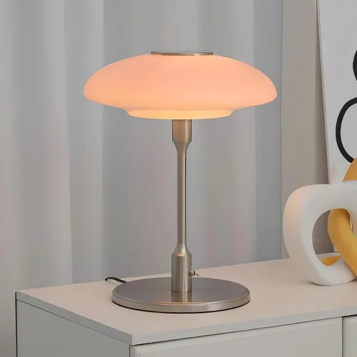 Vista 10 de Lámpara de mesa moderna de metal y vidrio, lámpara de mesa decorativa, lámpara de mesa para sala de estar, dormitorio, sala de estudio, 12.6 x 16.5