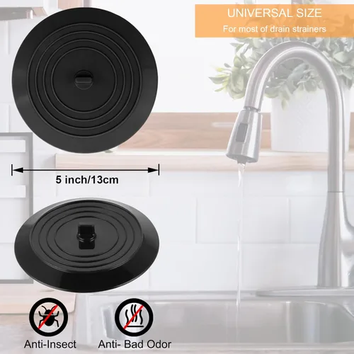 Vista 3 de V-TOP Tapón de Desagüe de Bañera Paquete de 2, Tapón de Bañera de Silicona de 5 Pulgadas Cubierta de Desagüe de Ducha, Tapón de Bañera Retenedor