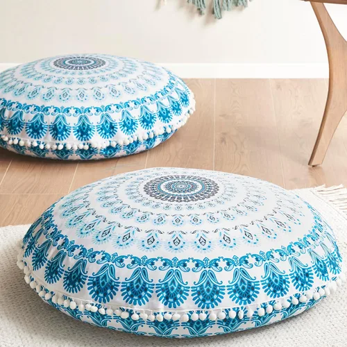 Vista 15 de Codi - Cojín de suelo para meditación, grande y redondo para adultos, diseño bohemio de mandala para exteriores, chimenea, yoga, sala de estar, 32