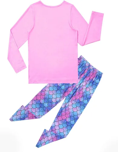 Vista 2 de QPANCY Conjunto de pijamas a juego para niñas y muñecas, pijama de manga larga para otoño e invierno