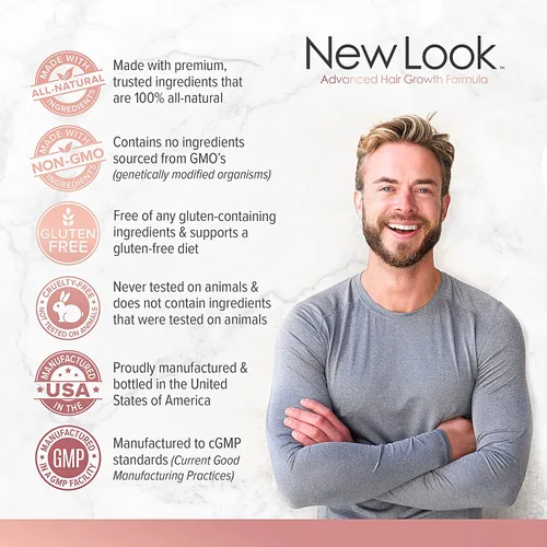 Vista 4 de New Look Vitaminas de apoyo al crecimiento del cabello para mujeres y hombres Suplemento de fuerza clínica para la pérdida de cabello Apoya