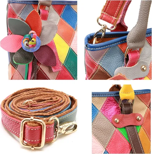 Vista 5 de Bolso Heshe multicolor, bolso de mano, cartera redonda, bolso cruzado para mujer