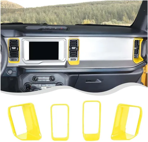 Vista 8 de Cubierta de anillo lateral de ventilación de aire para consola central Ford Bronco 2/4 puertas 2021 2022 2023 2024 Accesorios interiores