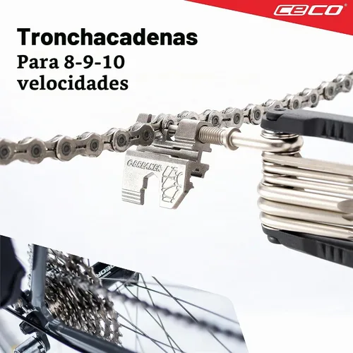 Vista 4 de CECO USA - Herramienta de bicicleta de 20 funciones con rompedor de cadena, multiherramienta para bicicleta, resistente, tamaño de bolsillo