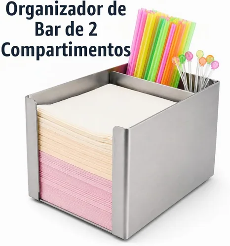 Vista 5 de BARsics Soporte de barra de acero inoxidable con 2 compartimentos para servilletas, accesorios