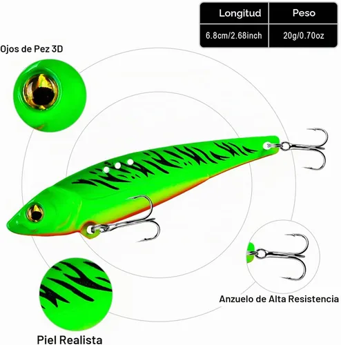 Vista 5 de 5 unids cebo de hoja de metal duro VIB señuelos de pesca para señuelos