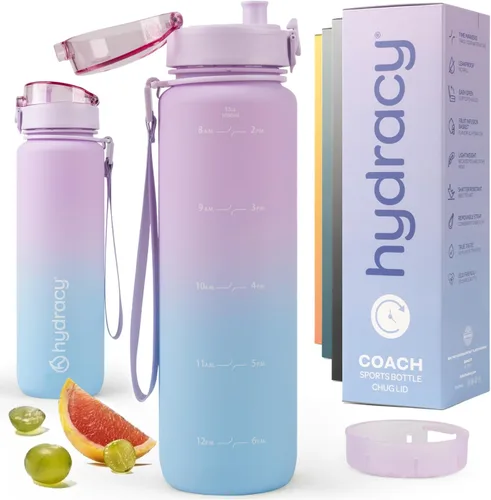 Vista 9 de Hydracy Botella de agua con marcador de tiempo, botella grande de 32 onzas/946 ml, sin BPA, con gradiente, a prueba de fugas y funda sin sudor