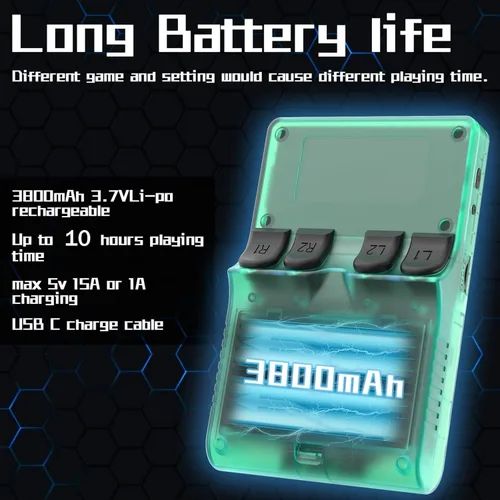 Vista 5 de [30000 en 1] R40S PRO Consola de juegos de mano 3.5 pulgadas Pantalla IPS Mini consola retro 3800mAh Arcade de bolsillo portátil 45+ emulador Verde