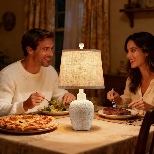 Vista 3 de Lámparas de mesa para dormitorio, juego de 2 lámparas de mesa de granja para sala de estar de 21 pulgadas, lámpara de noche rústica