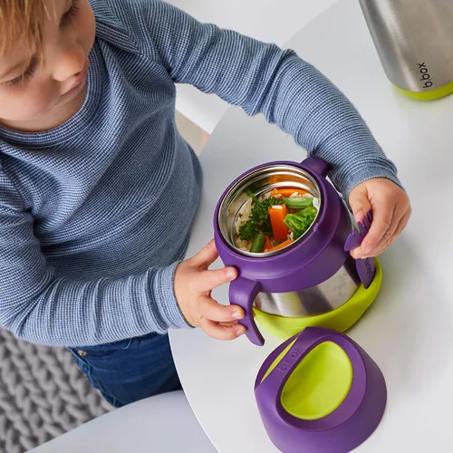 Vista 8 de b.box Tarro de alimentos aislado con tenedor para niños pequeños, recipiente fácil de abrir, acero inoxidable, más de 5 horas de temperaturas