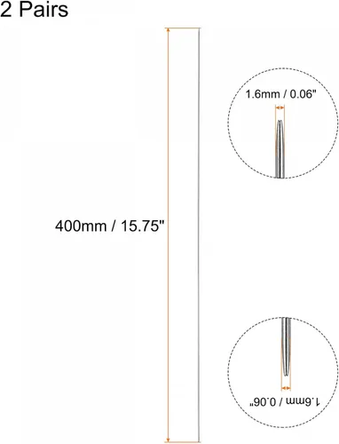 Vista 2 de uxcell Juego de 2 pares de agujas de tejer, 0.063 in de diámetro, 15.75 pulgadas de largo, acero inoxidable, agujas de suéter de doble punta